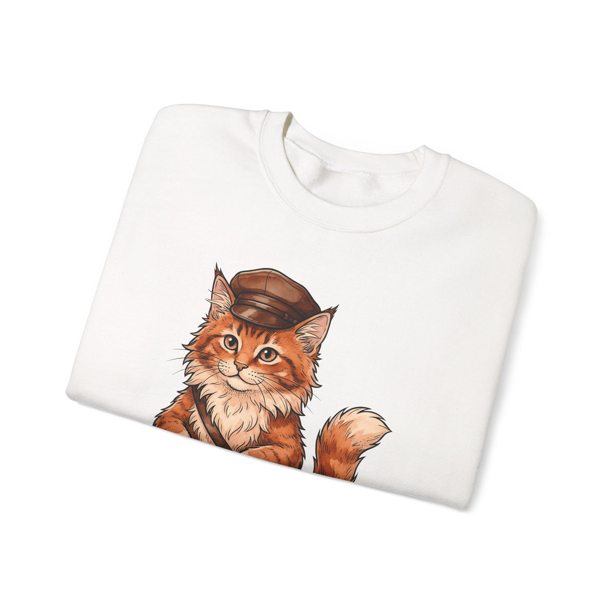 Postal Cat Sweatshirt Cat Pet Gift Women Sketch Sweatshirt Mailcat Sweatshirt Cat Fan Feline Sweatshirt Animal Graphic Retro Letter Sweatshirt