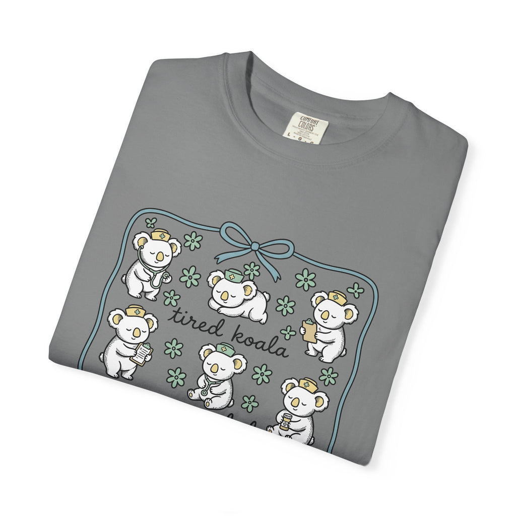 Medical Koala T-Shirt Nurses Fauna Gift Women Sweet T-Shirt Koala T-Shirt Nurse Enthusiast Cute T-Shirt Wildlife Graphic Doodle Florals T-Shirt