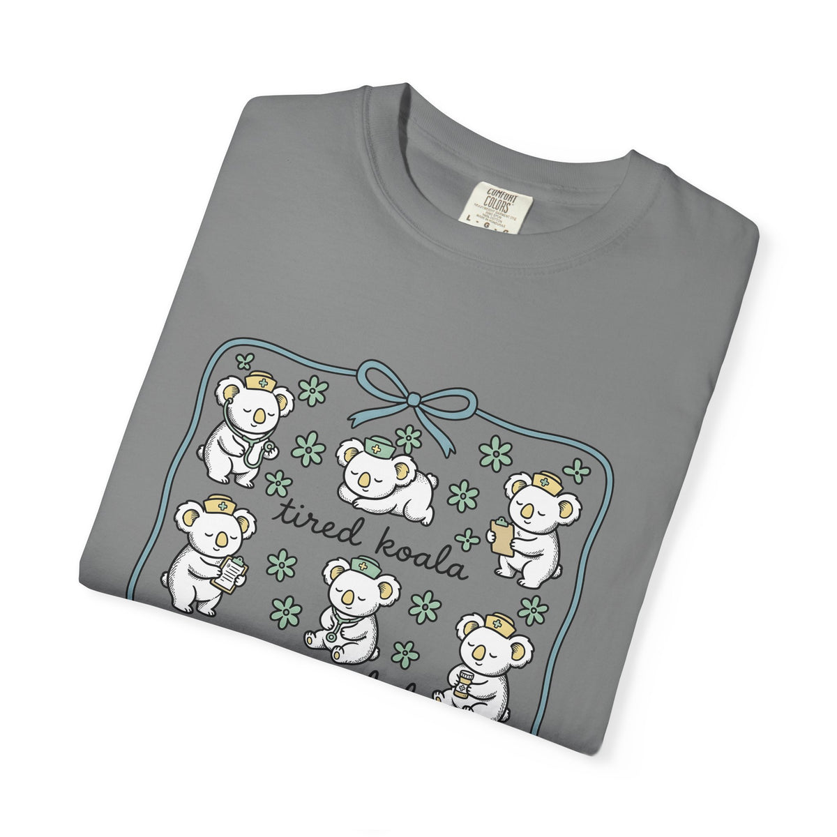 Medical Koala T-Shirt Nurses Fauna Gift Women Sweet T-Shirt Koala T-Shirt Nurse Enthusiast Cute T-Shirt Wildlife Graphic Doodle Florals T-Shirt