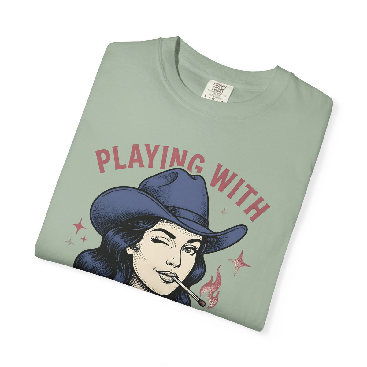 Cowgirl Portrait Cowgirl Western Gift Vintage Cowboy Rodeo Fan Rustic Retro Matchstick T-Shirt