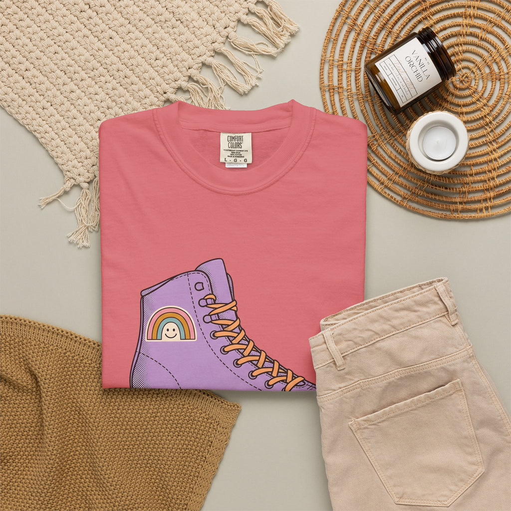 Roller Skate T-Shirt Cute Skateboarding Gift Women Cartoon T-Shirt Skate T-Shirt Kawaii Fan Comic T-Shirt Skateboard Graphic Vintage Rainbow T-Shirt