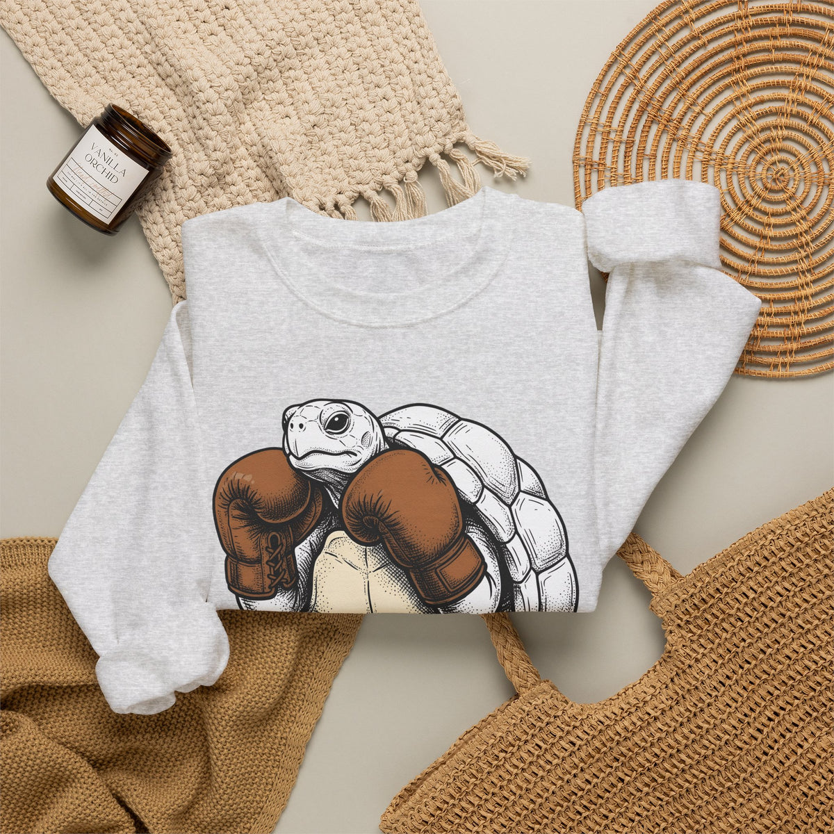 Turtle Punch Gloves Sweatshirt Sports Workout Gift Women Line Art Sweatshirt Boxing Gloves Sweatshirt Athlete Enthusiast Illustration Sweatshirt Fitness