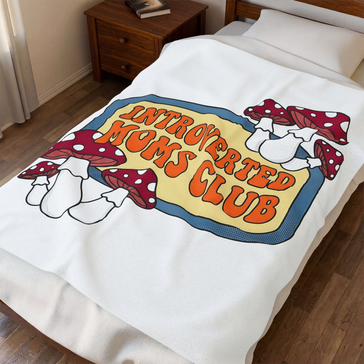 Crimson Fungi Blanket Mom Wildlife Gift Women Old School Blanket Red Fungus Blanket Mother Fan Retro Blanket Animal Graphic Antiqued Dots Blanket