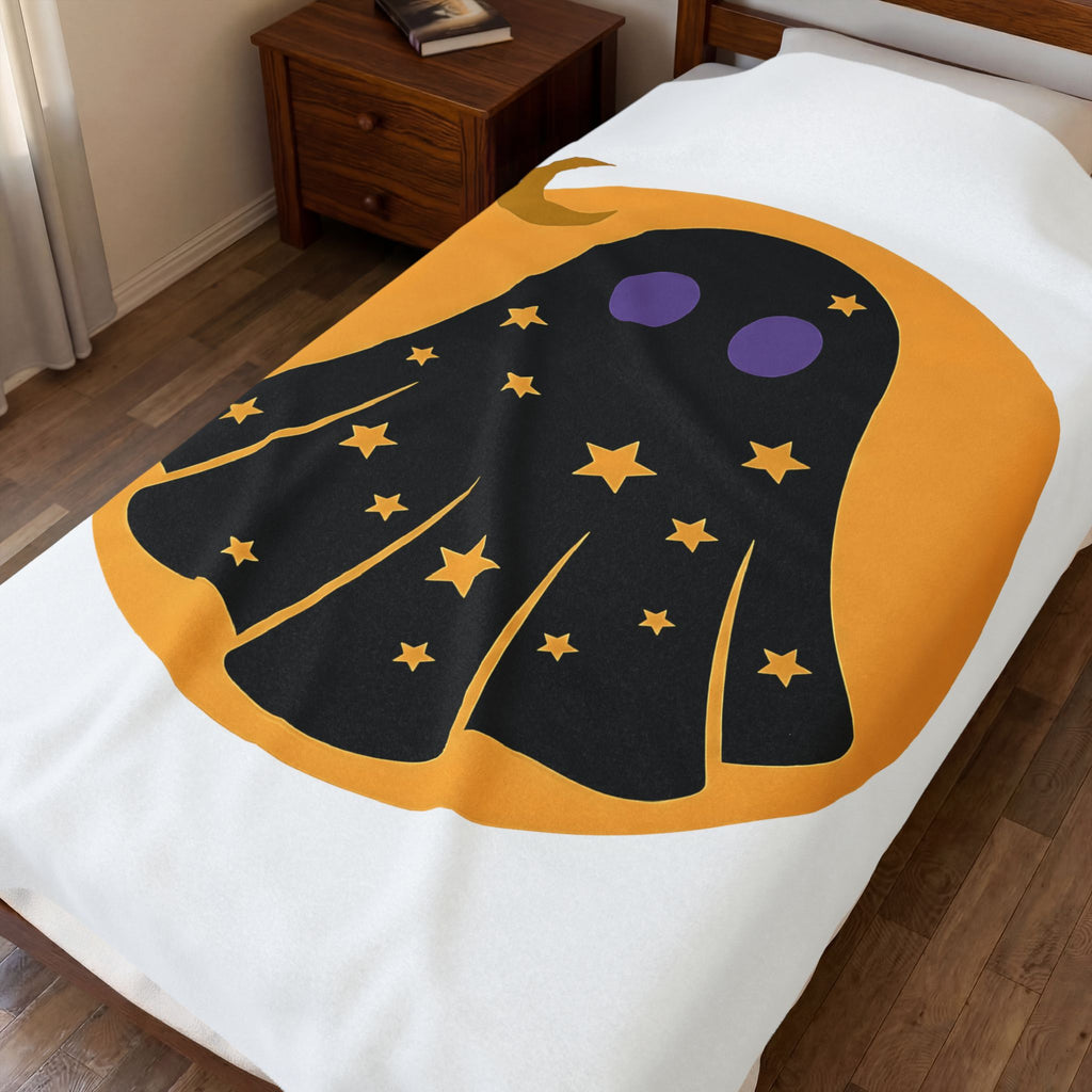 Ghost Halloween Spooky Gift Cute Specter Horror Fan Ghostly Macabre Minimalist Crescent Blanket