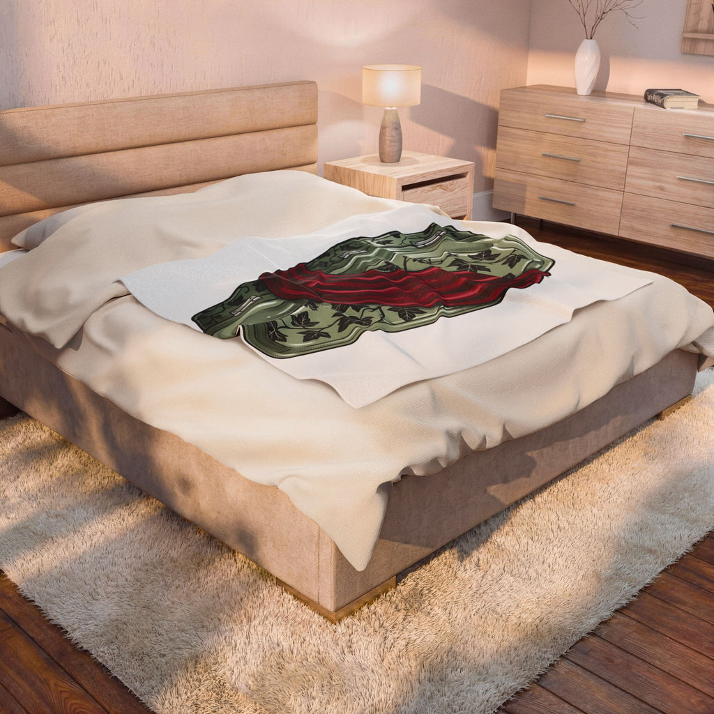 Blossom Coffin Blanket Halloween Macabre Gift Women Eerie Blanket Flower Coffin Blanket Horror Fan Dark Blanket Morbid Graphic Antique Crimson