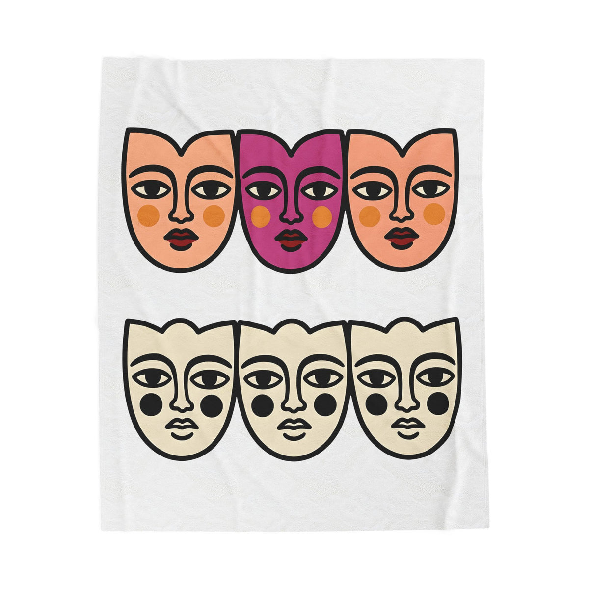Abstract Faces Blanket Abstract Art Gift Women Modern Blanket Faces Blanket Art Fan Contemporary Blanket Artistic Graphic Minimal Bold Outlines