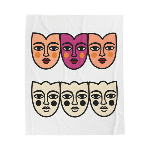 Abstract Faces Blanket Abstract Art Gift Women Modern Blanket Faces Blanket Art Fan Contemporary Blanket Artistic Graphic Minimal Bold Outlines