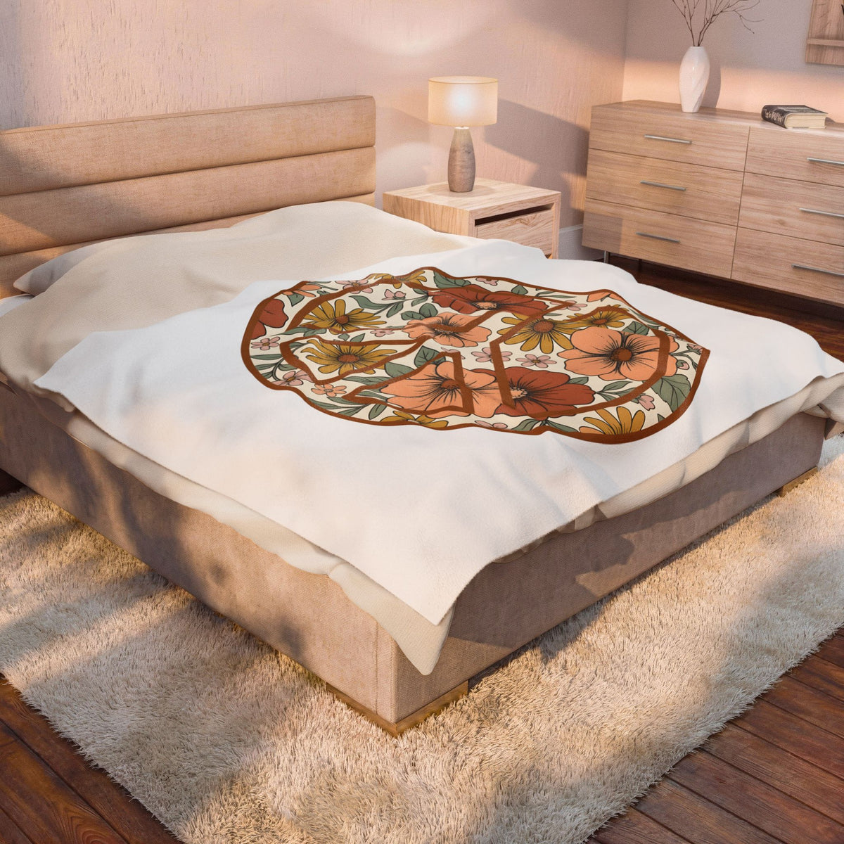 Peace Hand Flower Blanket Boho Chic Psychedelic Gift Women Folk Blanket Peace Sign Blanket Hippie Fan Bohemian Blanket Trippy Graphic Classic
