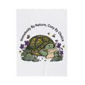 Turtle Cozy Blanket Funny Animal Gift Women Whimsical Blanket Turtle Blanket Humor Fan Cartoon Blanket Wildlife Graphic Hand Drawn Flowers Blanket