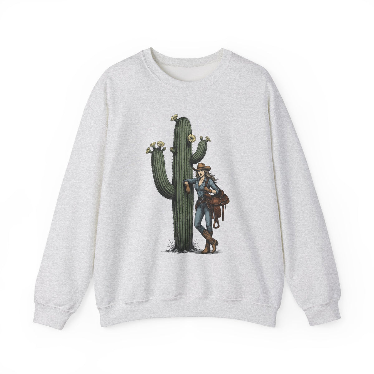 Cowgirl Cactus Cowgirl Ranch Gift Western Prickly Pear Cowboy Fan Rodeo Farm Vintage Saddle Sweatshirt