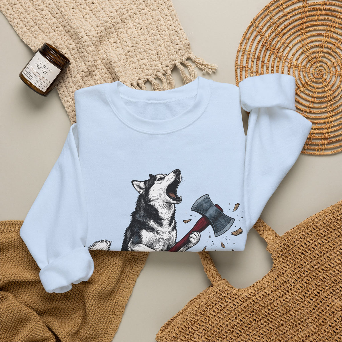 Wolf Dog Sweatshirt Dog Funny Gift Women Line Art Sweatshirt Wolfdog Sweatshirt Dog Fan Illustrated Graphic Sweatshirt Hand Drawn Splitting Axe Sweatshirt