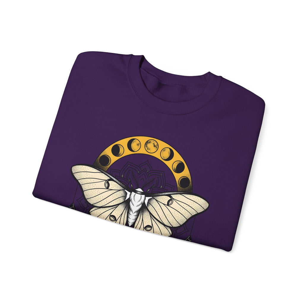 Luna Moth Sweatshirt Boho Chic Mystical Gift Women Mandala Sweatshirt Moon Moth Sweatshirt Hippie Fan Sacred Sweatshirt Spiritual Graphic Line Art Moon Phases
