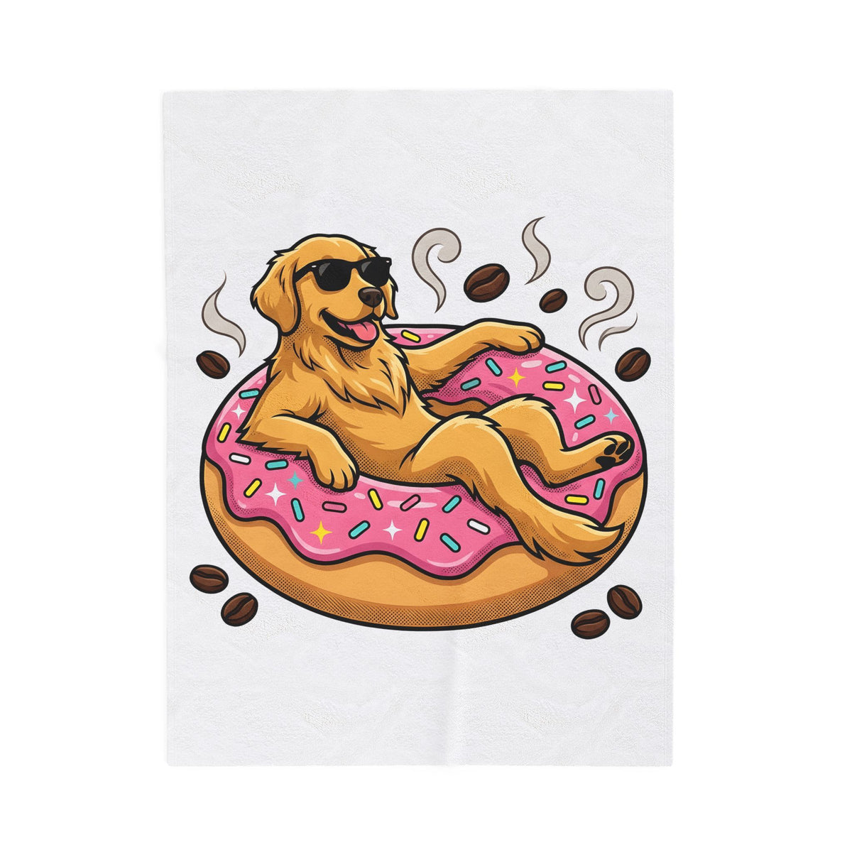 Golden Retriever Doughnut Blanket Dog Morning Meal Gift Women Caricature Blanket Donut Blanket Dog Fan Cartoon Blanket Breakfast Graphic Pop Art