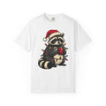 Raccoon Holiday Hat T-Shirt Christmas Creatures Gift Women Comic T-Shirt Trash Panda T-Shirt Xmas Fan Cartoon T-Shirt Animal Graphic Line Art