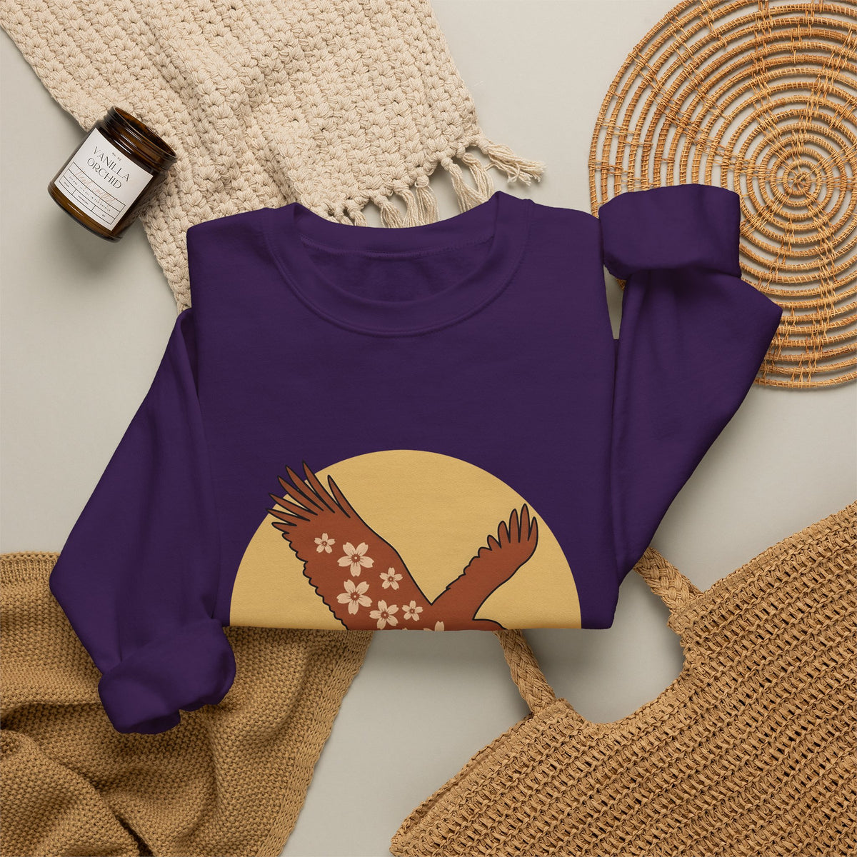 Floral Eagle Sweatshirt Boho Chic Nature Gift Women Boho Sweatshirt Bird Sweatshirt Bohemian Fan Tribal Graphic Sweatshirt Minimalist Mountains Sweatshirt