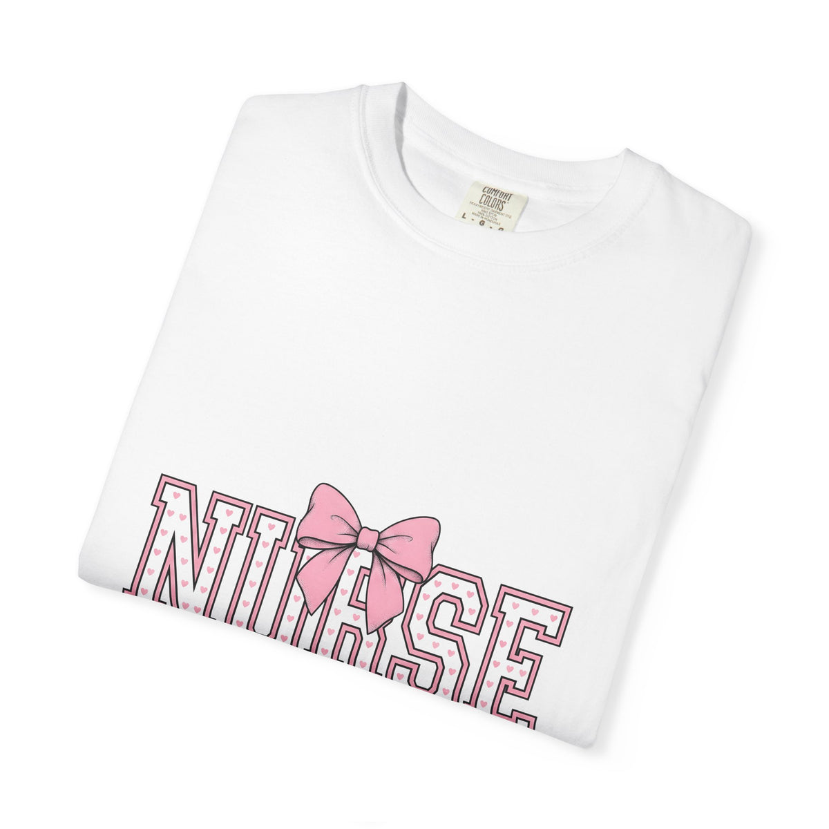 Blush Bow T-Shirt Nurse Thankfulness Gift Women Sweet T-Shirt Bow Tie T-Shirt Rn Fan Cute T-Shirt Gratitude Graphic Classic Heart Shapes T-Shirt