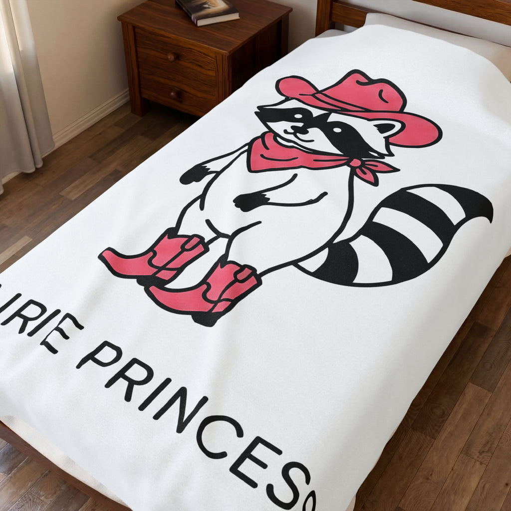 Raccoon Cowgirl Blanket Cowgirl Pet Gift Women Cartoon Blanket Raccoon Blanket Cowgirl Fan Cartoonish Blanket Animal Graphic Sketch Cowboy Hat