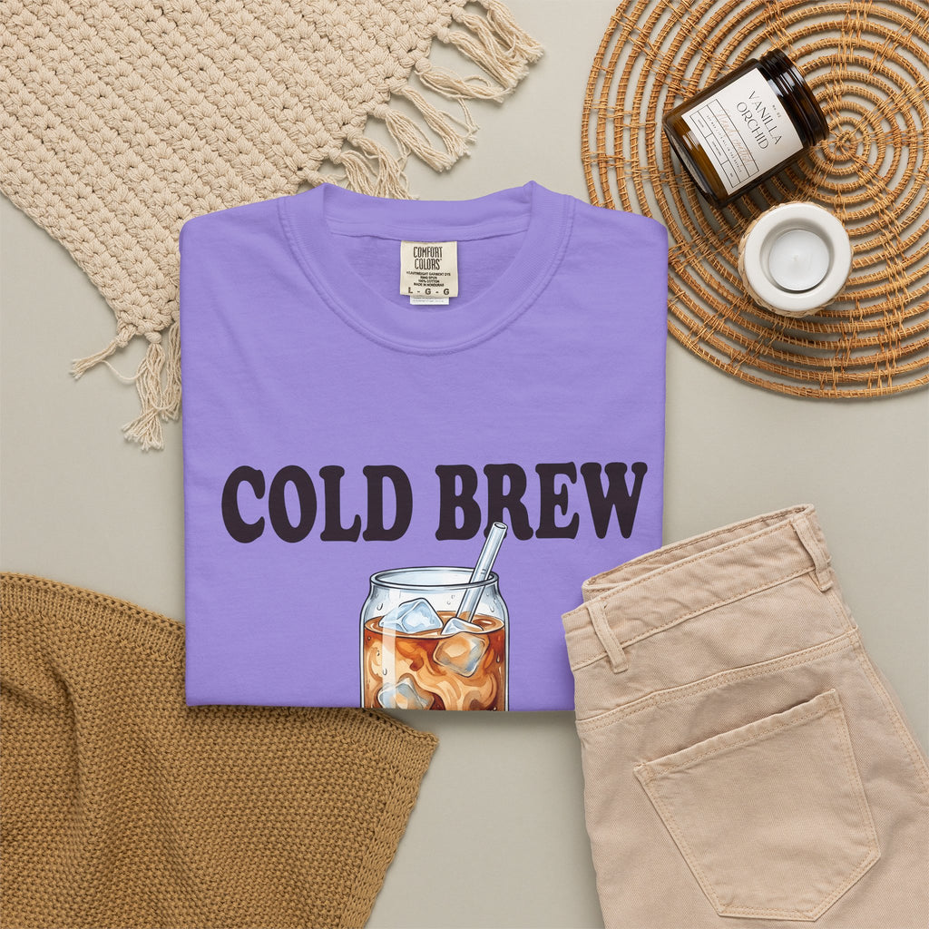 Cold Brew T-Shirt Coffee Gourmet Gift Women Hand Painted T-Shirt Cold Brew Coffee T-Shirt Coffee Fan Hand Drawn T-Shirt Gourmet Design Retro Coffee
