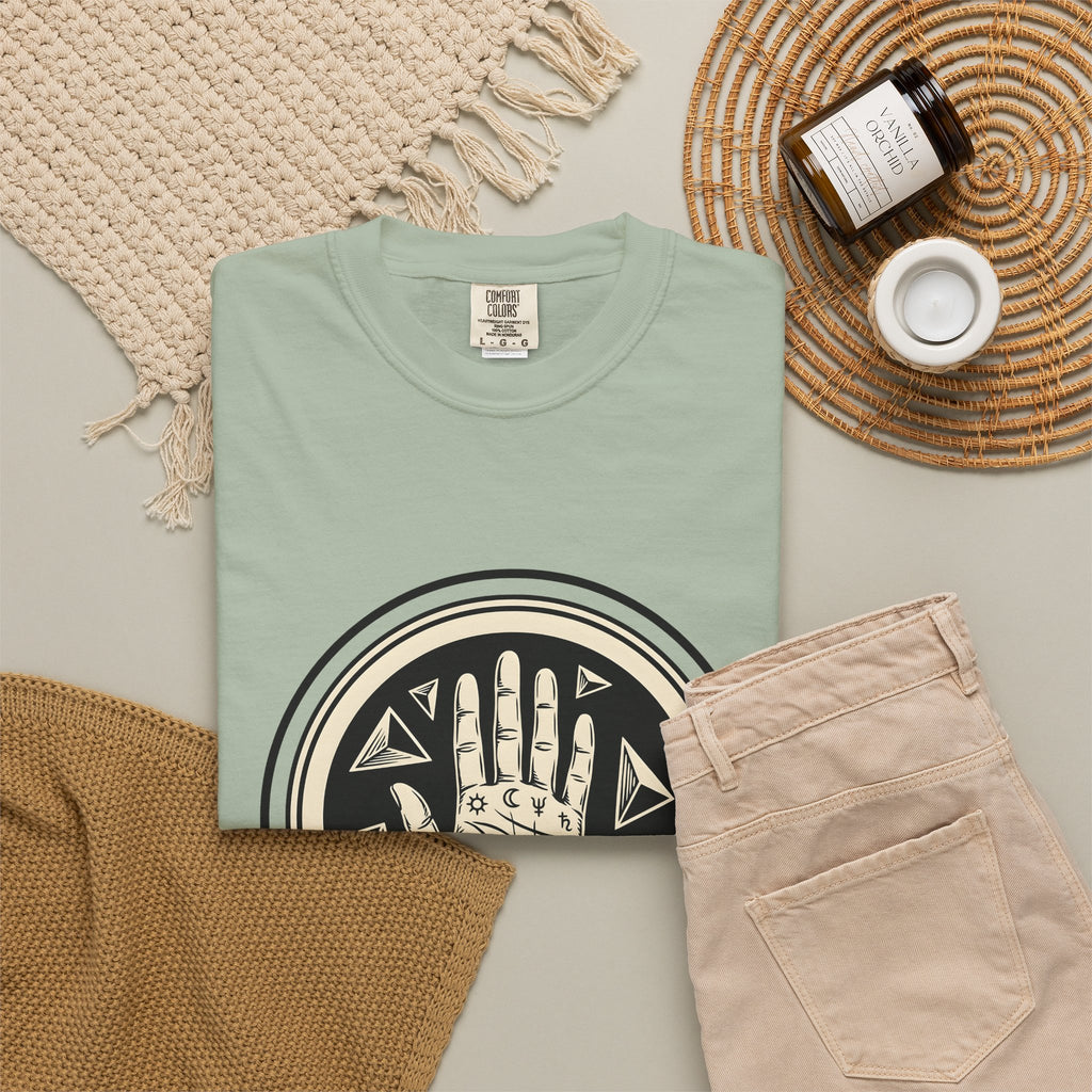 Enchanted Hand T-Shirt Mystical Esoteric Gift Women Folk T-Shirt Magical Hand T-Shirt Occult Fan Primitive T-Shirt Mystical Graphic Antique Polygon