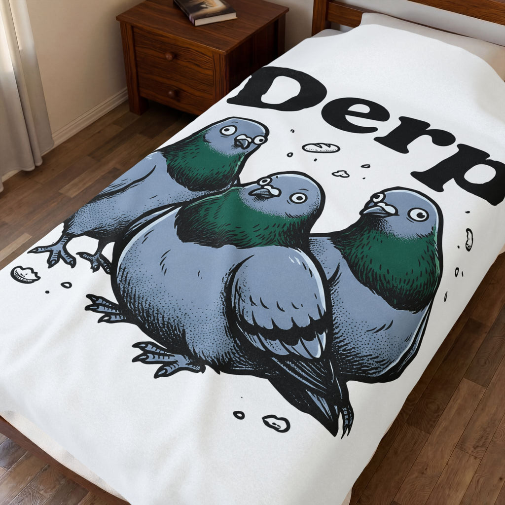 Pigeon Trio Blanket Funny Animal Gift Women Cartoon Blanket Dove Blanket Humor Fan Comic Blanket Creature Graphic Vintage Bread Blanket