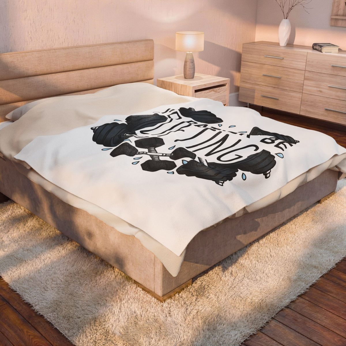 Weight Graphic Blanket Fitness Workout Gift Women Strong Blanket Weightlifting Blanket Gym Enthusiast Bold Blanket Exercise Graphic Sketch Weights
