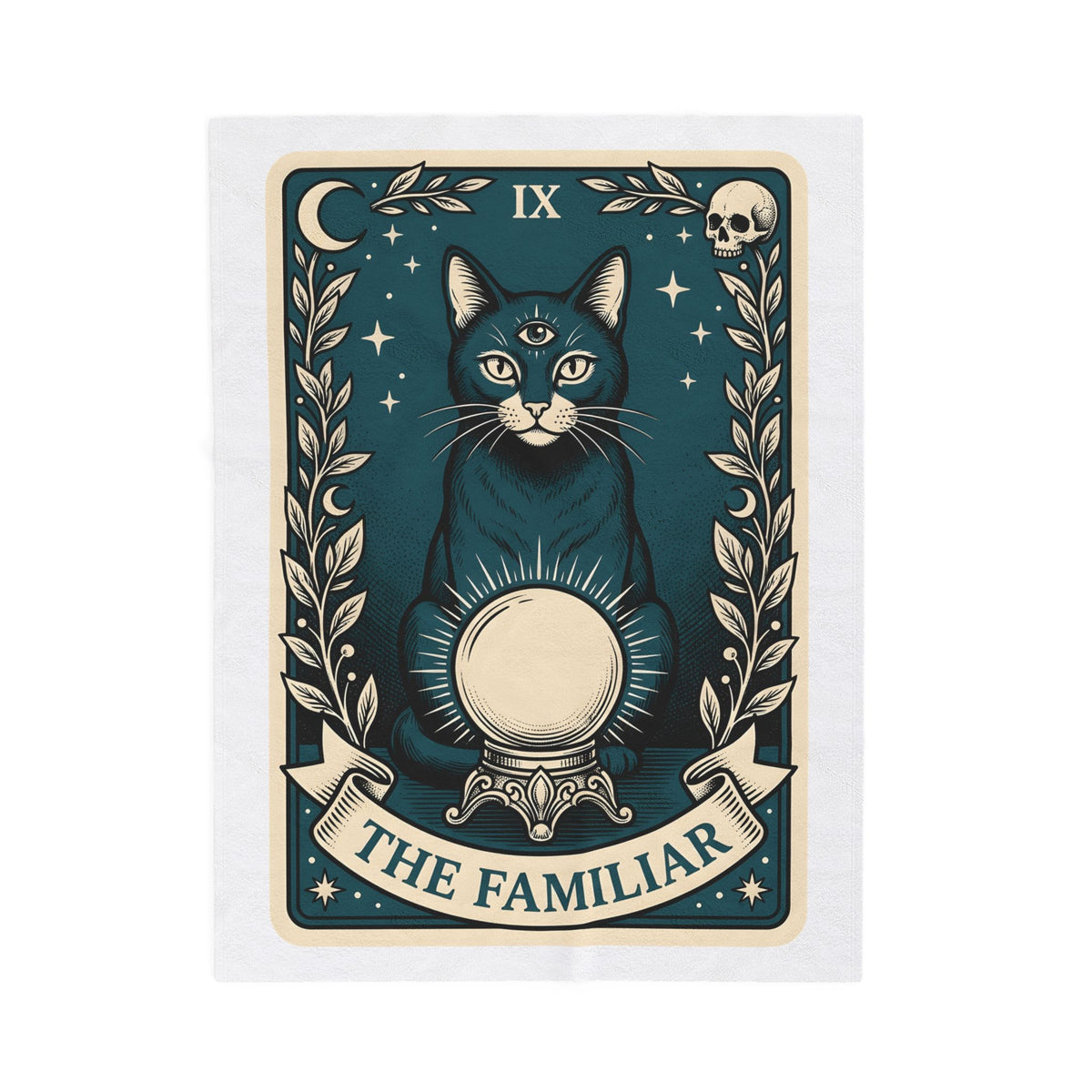 Mystic Cat Blanket Boho Chic Witchcraft Gift Women Tarot Blanket Kitty Blanket Bohemian Fan Occult Graphic Vintage Crystal Ball Blanket