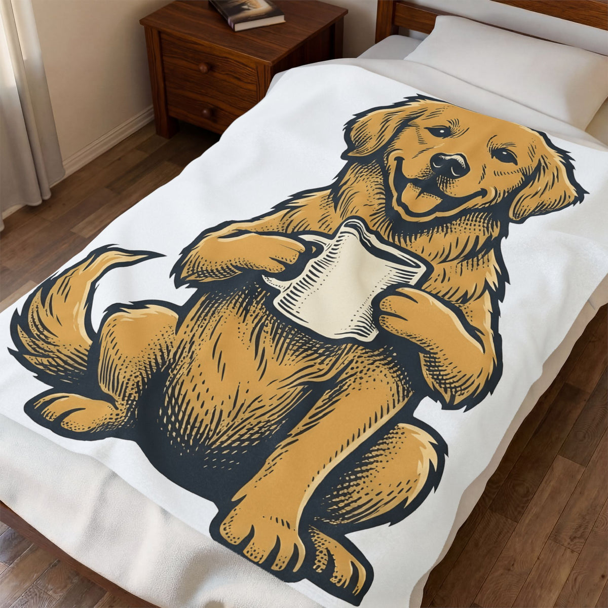 Golden Retriever Dog Coffee Gift Vintage Retriever Dog Fan Puppy Coffee Hand Drawn Coffee Blanket