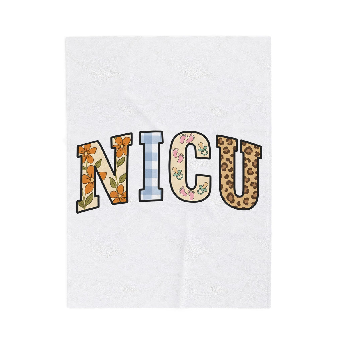 Nicu Letters Pattern Blanket Nurses Baby Gift Women Playful Blanket Neon Letters Blanket Nurse Practitioner Enthusiast Whimsical Blanket Infant