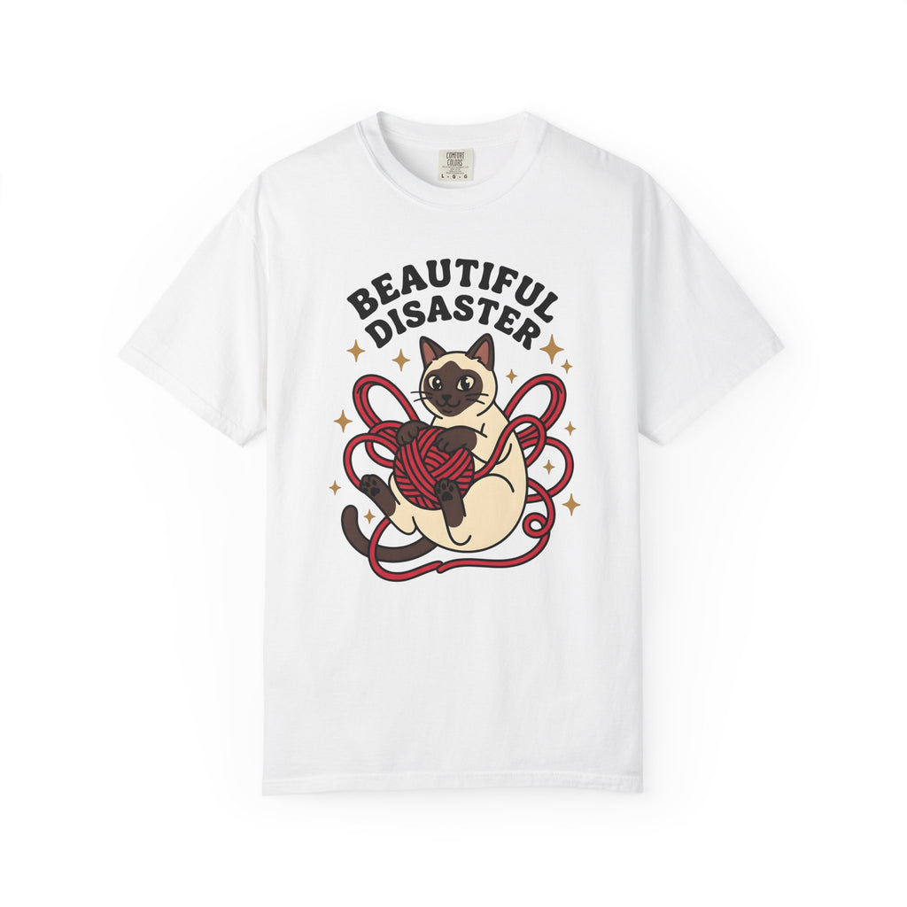 Siamese Kitten T-Shirt Cat Pet Gift Women Comic T-Shirt Kitten T-Shirt Cat Fan Cartoon T-Shirt Animal Graphic Vintage Wool Ball T-Shirt