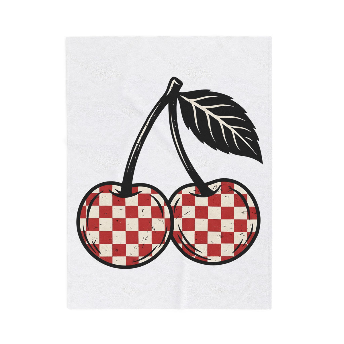 Cherry Illustration Blanket Moms Produce Gift Women Rustic Blanket Cherry Blanket Mother Fan Vintage Blanket Harvest Graphic Nostalgic Plaid Design