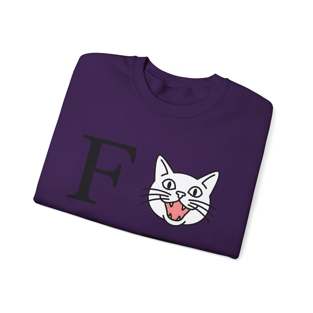 Cat Face Graphic Sweatshirt Cat Humor Gift Women Minimalist Sweatshirt Kitty Sweatshirt Feline Fan Simple Sweatshirt Funny Graphic Modern Bold Letters Sweatshirt