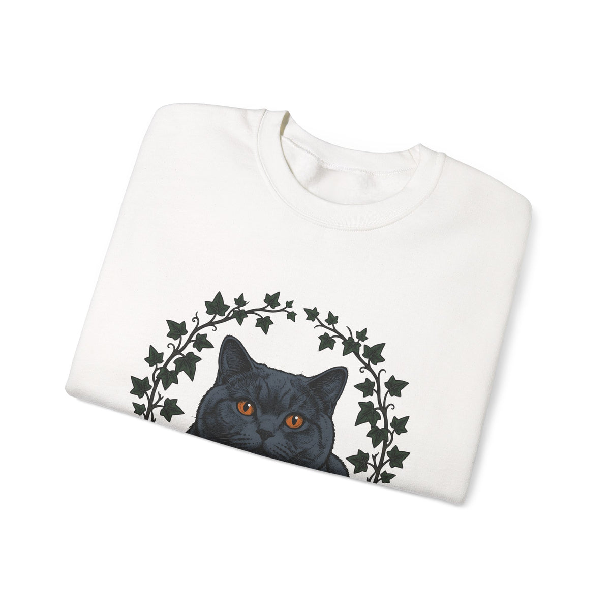 British Shorthair Cat Sweatshirt Cat Botanical Gift Women Hand Drawn Sweatshirt Kitty Sweatshirt Cat Fan Illustrated Graphic Vintage Ivy Leaves Sweatshirt