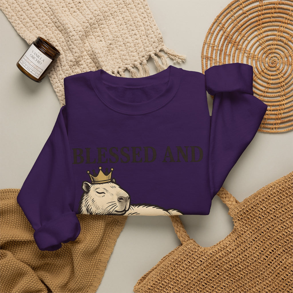 Capybara Crown Sweatshirt Capybara Comedy Gift Women Classic Sweatshirt Crown Sweatshirt Rodent Fan Retro Sweatshirt Humor Graphic Doodle Beast Sweatshirt
