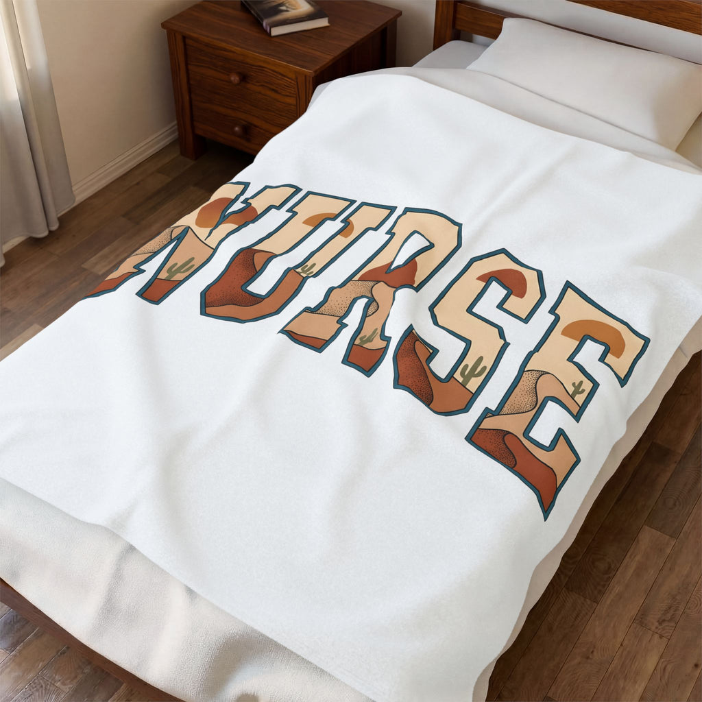 Desert Landscape Text Blanket Nurse Western Gift Women Boho Blanket Desert Text Blanket Rn Fan Hippie Blanket Cowboy Graphic Retro Cactus Blanket