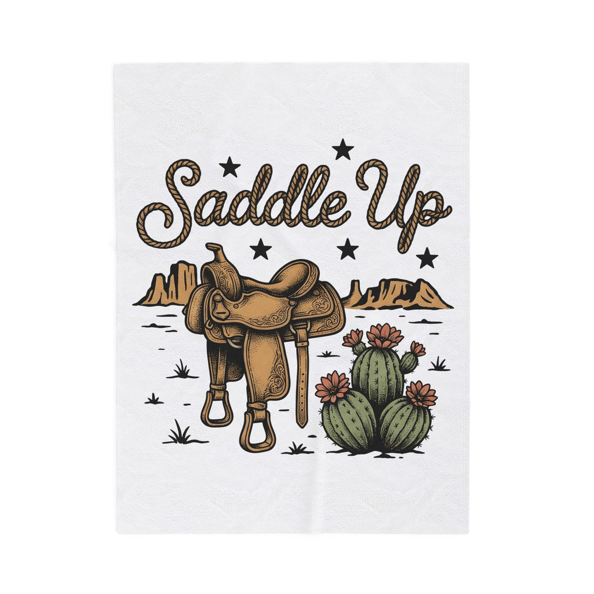 Leather Saddle Blanket Cowgirl Ranch Gift Women Distressed Blanket Saddle Blanket Cowboy Fan Saddlery Blanket Farm Graphic Line Art Succulent