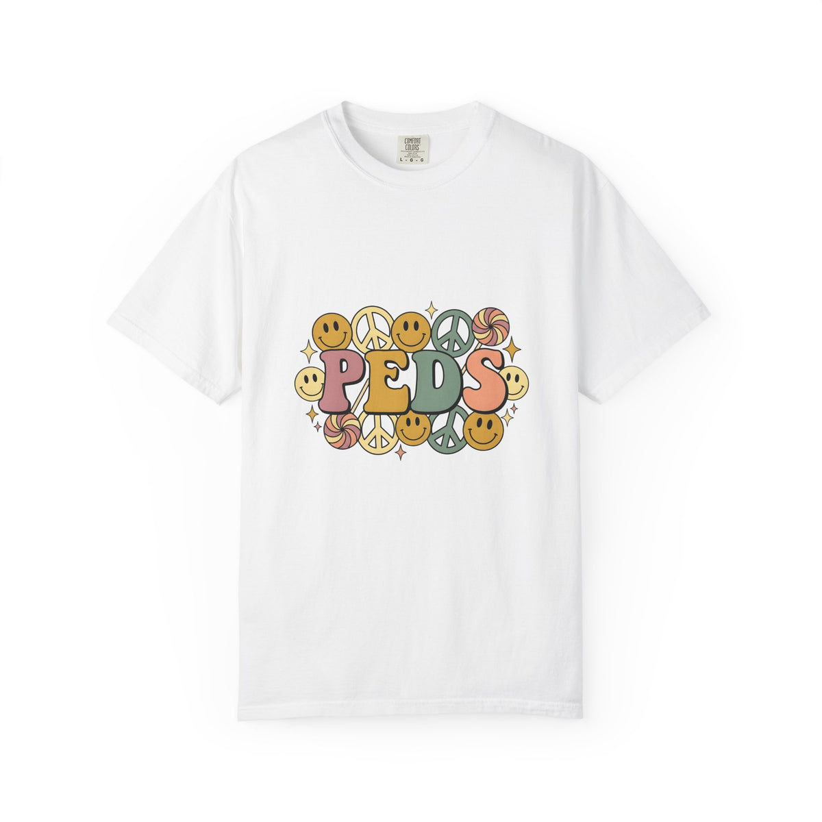 Happy Face Peace Symbol T-Shirt Nurses Kids Gift Women Cartoon T-Shirt Smiley T-Shirt Nurse Enthusiast Comic T-Shirt Youth Graphic Vintage Candy