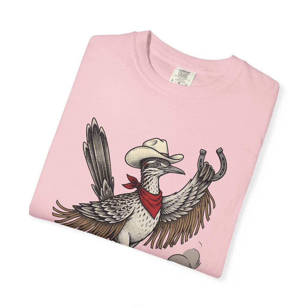 Cowboy Bird T-Shirt Cowgirl Country Gift Women Hand Drawn T-Shirt Rodeo T-Shirt Cowgirl Fan Illustrated T-Shirt Rural Graphic Cartoon Horseshoe