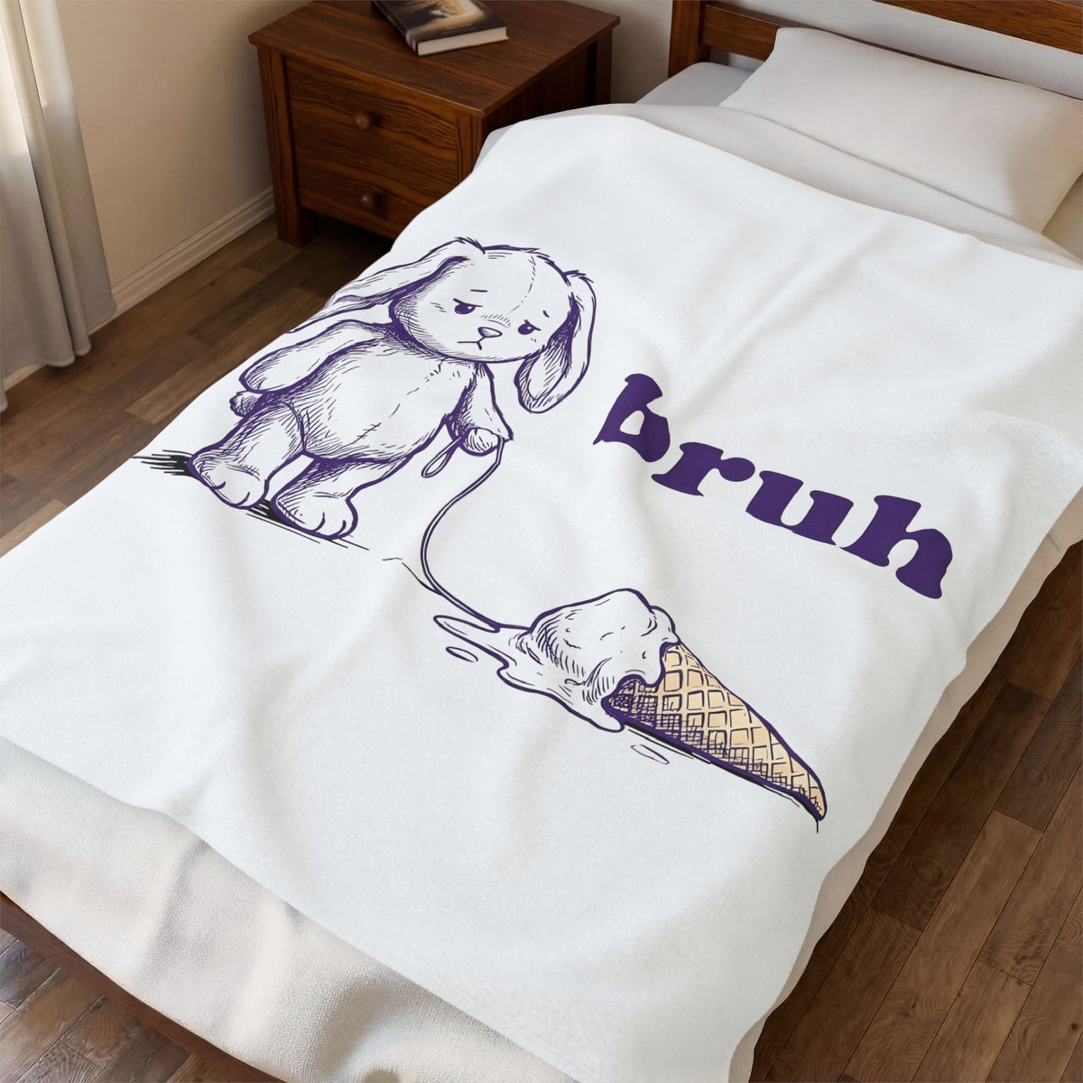 Upset Hare Blanket Funny Creatures Gift Women Cartoon Blanket Rabbit Blanket Humor Fan Comic Blanket Animal Graphic Classic Sweet Cone Blanket