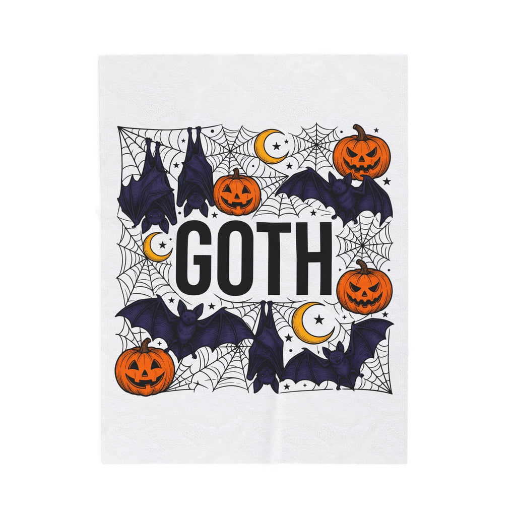 Vampire Pumpkin Goth Autumn Gift Horror Bloodsucking Dark Fan Macabre Fall Hand Drawn Webbing Blanket