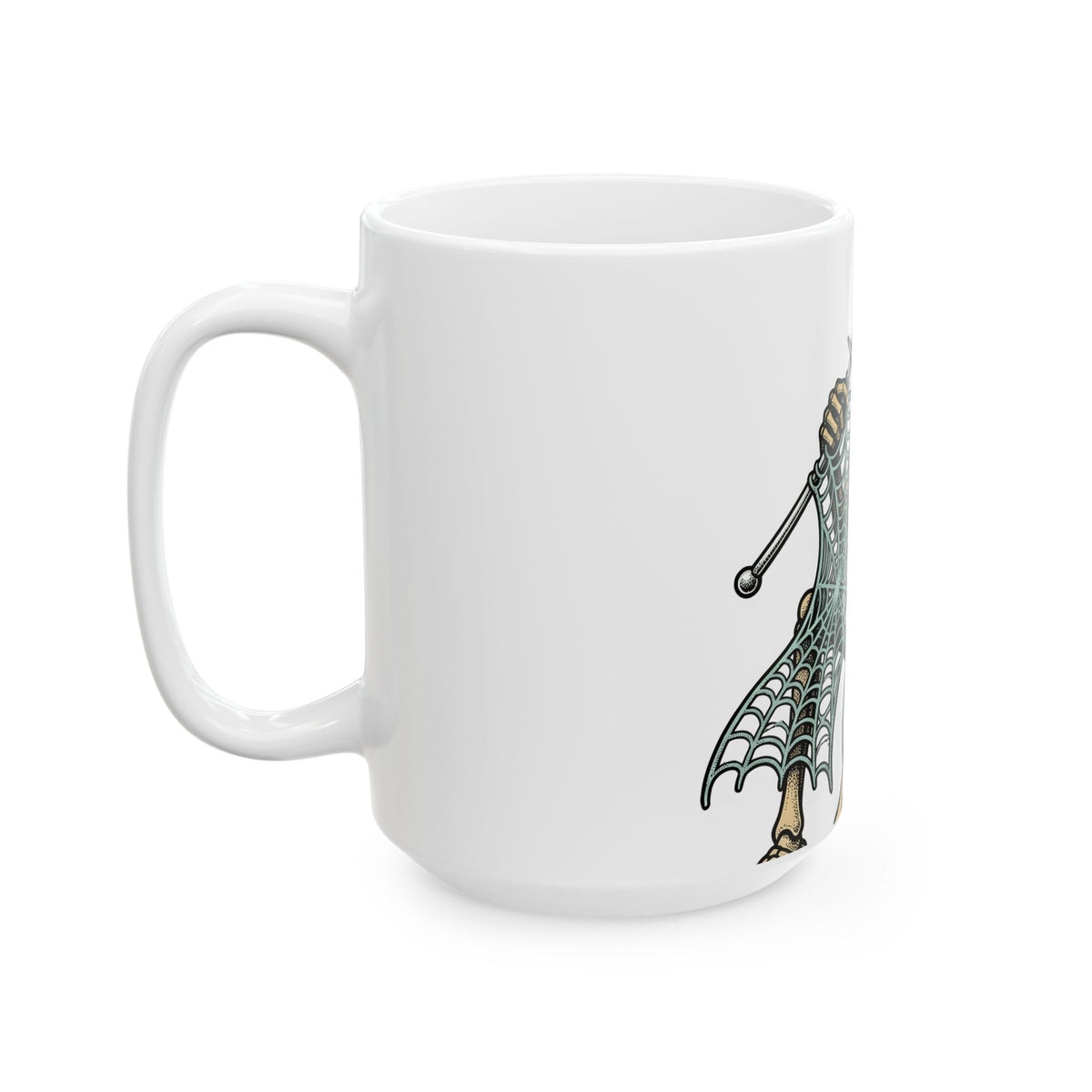 Bones Knitting Mug Halloween Alternative Gift Women Old School Tattoo Mug Skeleton Mug Horror Fan Traditional Mug Gothic Graphic