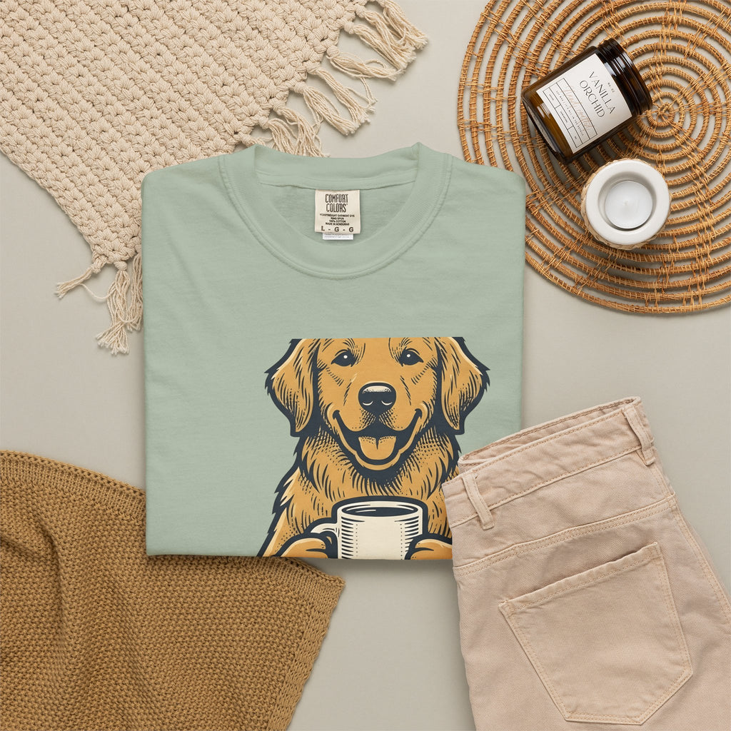 Golden Retriever Dog Coffee Gift Vintage Retriever Dog Fan Puppy Coffee Hand Drawn Coffee T-Shirt