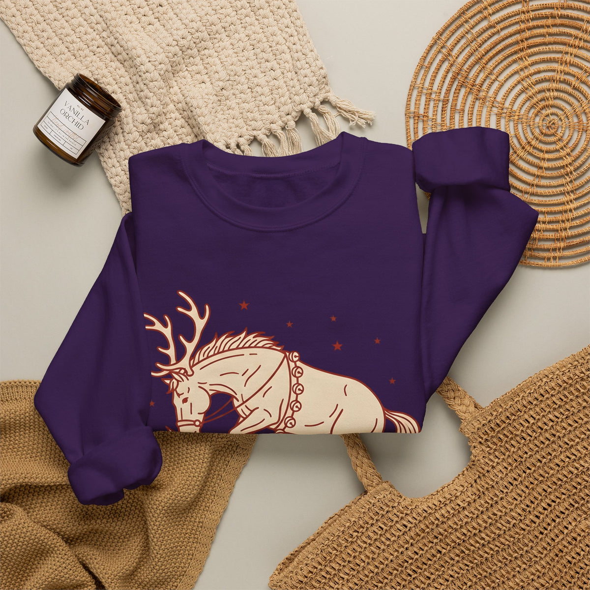 Stag Sweatshirt Christmas Creatures Gift Women Hand Drawn Sweatshirt Deer Sweatshirt Xmas Fan Illustrated Sweatshirt Animal Graphic Classic Twinkles Sweatshirt