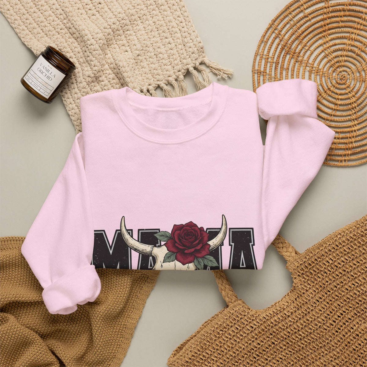 Bull Skull Sweatshirt Mom Hippie Gift Women Rustic Sweatshirt Cow Skull Sweatshirt Mother Enthusiast Vintage Sweatshirt Bohemian Graphic Retro Floral Rose
