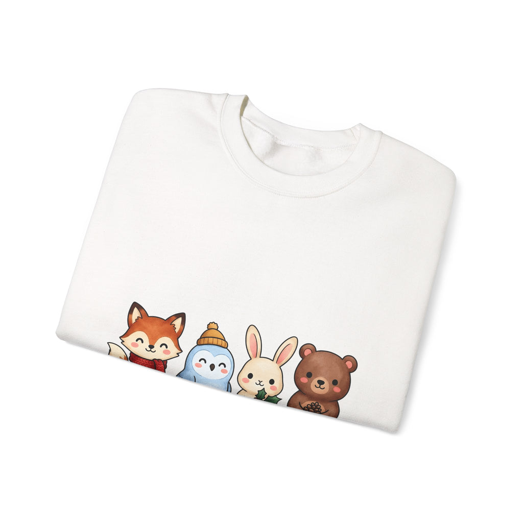 Forest Creatures Sweatshirt Christmas Wildlife Gift Women Adorable Sweatshirt Woodland Sweatshirt Xmas Fan Cute Sweatshirt Animal Graphic Comic Mistletoe