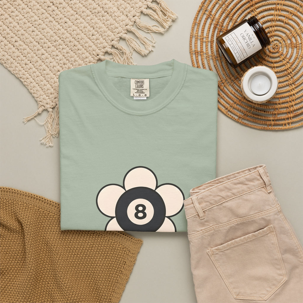 Eight Ball Flower Billiards Plants Gift Modern Magic Flower Pool Fan Artistic Floral Antique T-Shirt