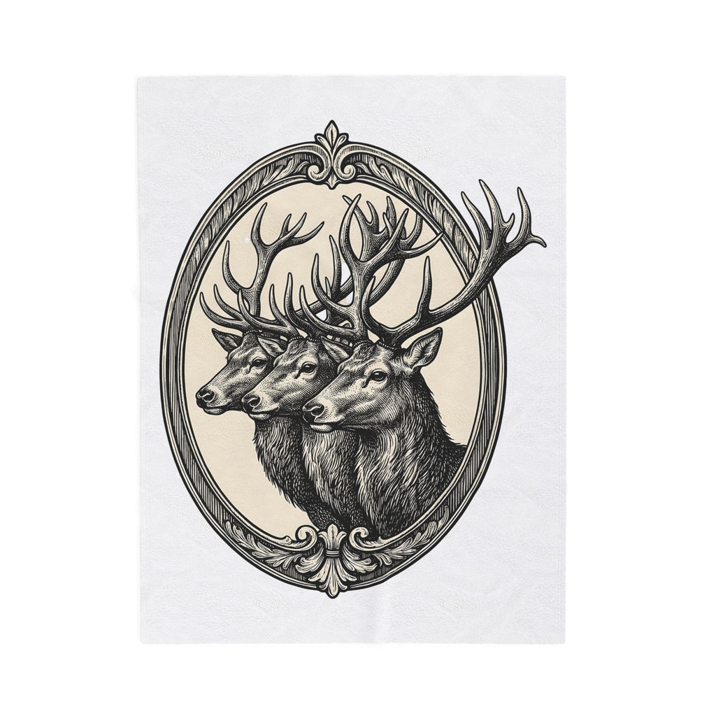 Stag Trio Boho Chic Nature Gift Vintage Deer Bohemian Fan Retro Wilderness Hand Drawn Blanket