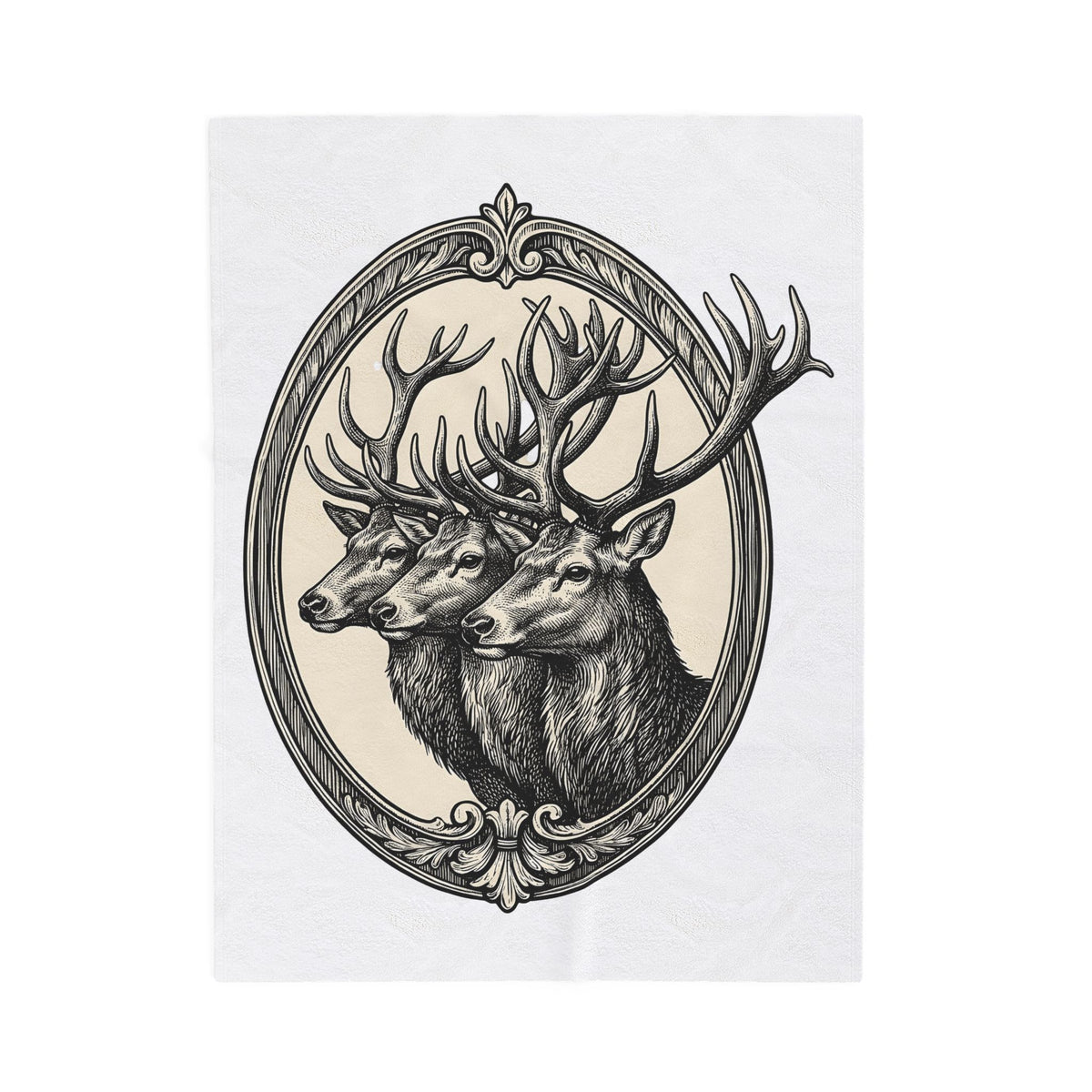Stag Trio Boho Chic Nature Gift Vintage Deer Bohemian Fan Retro Wilderness Hand Drawn Blanket