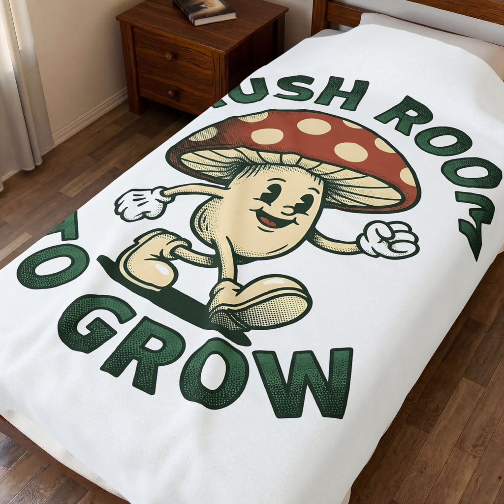 Funny Mushroom Blanket Funny Outdoors Gift Women Classic Blanket Toadstool Blanket Humor Fan Vintage Blanket Camping Graphic Hand Drawn Smiley Face