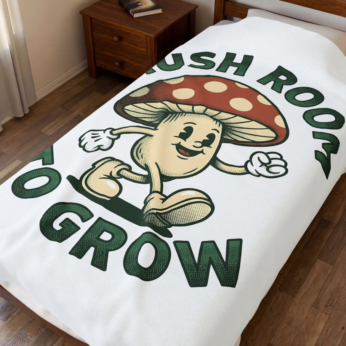 Funny Mushroom Blanket Funny Outdoors Gift Women Classic Blanket Toadstool Blanket Humor Fan Vintage Blanket Camping Graphic Hand Drawn Smiley Face