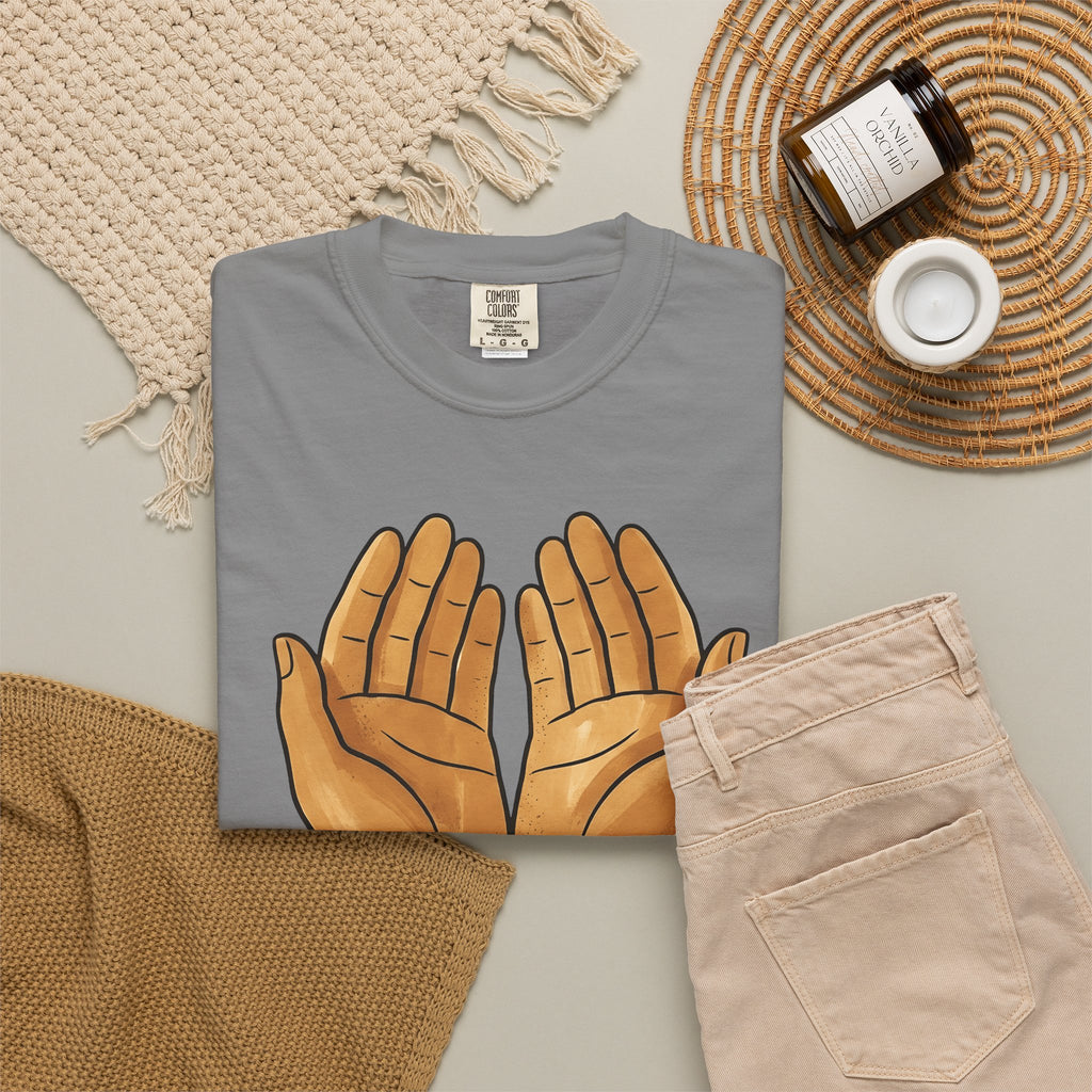 Open Palms T-Shirt Support Thanks Gift Women Sketch T-Shirt Hands T-Shirt Caregiver Enthusiast Drawing Illustration Gratitude Graphic Simple